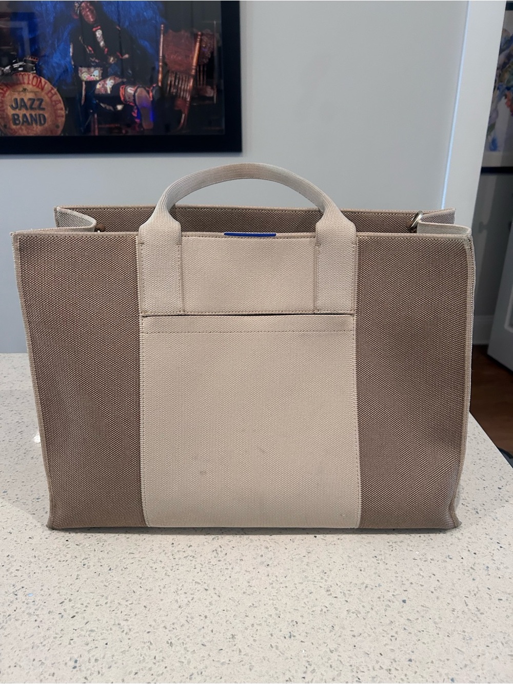 Rothy's Two-Tone Beige and Tan Canvas Tote